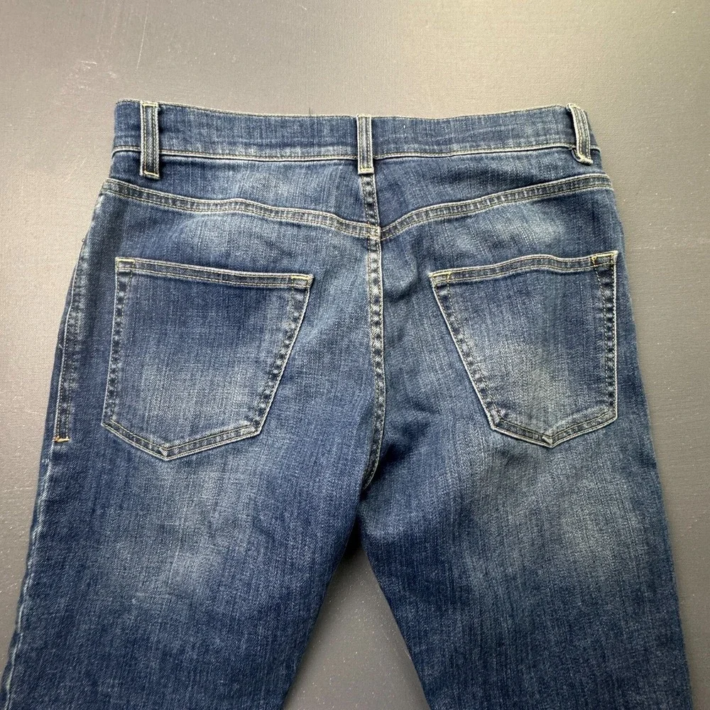Topman Men's 33x32 Blue Slim Jeans Stretch Denim Button Fly Cotton Blend Casual